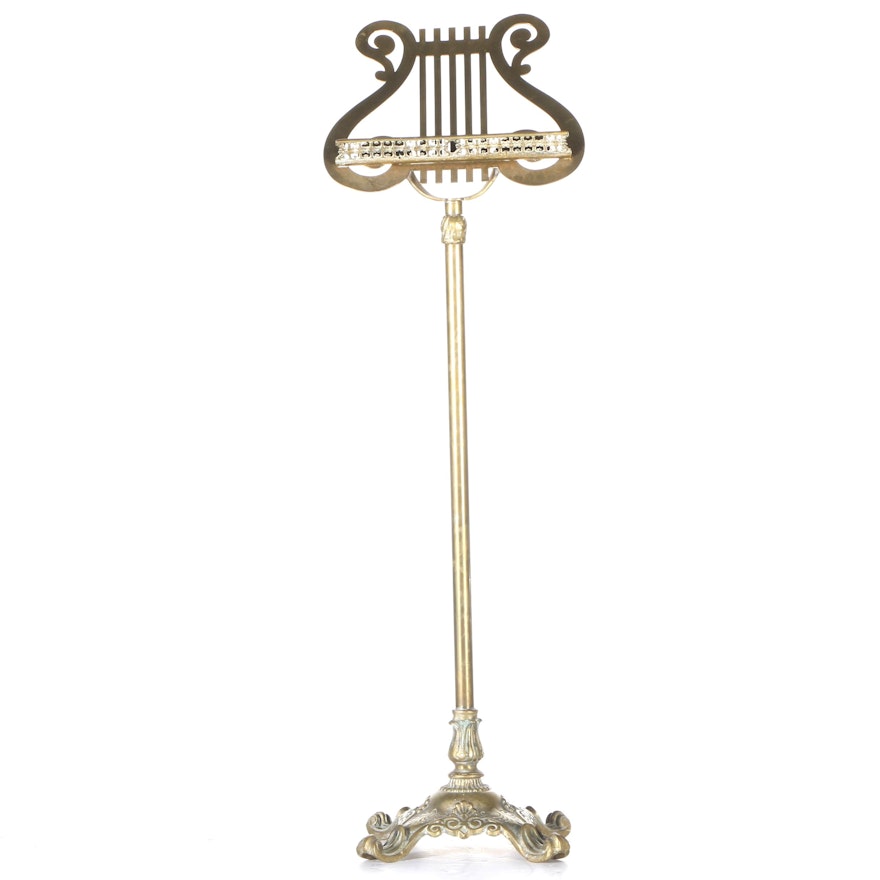 Vintage Lyre Motif Brass Sheet Music Stand Ebth