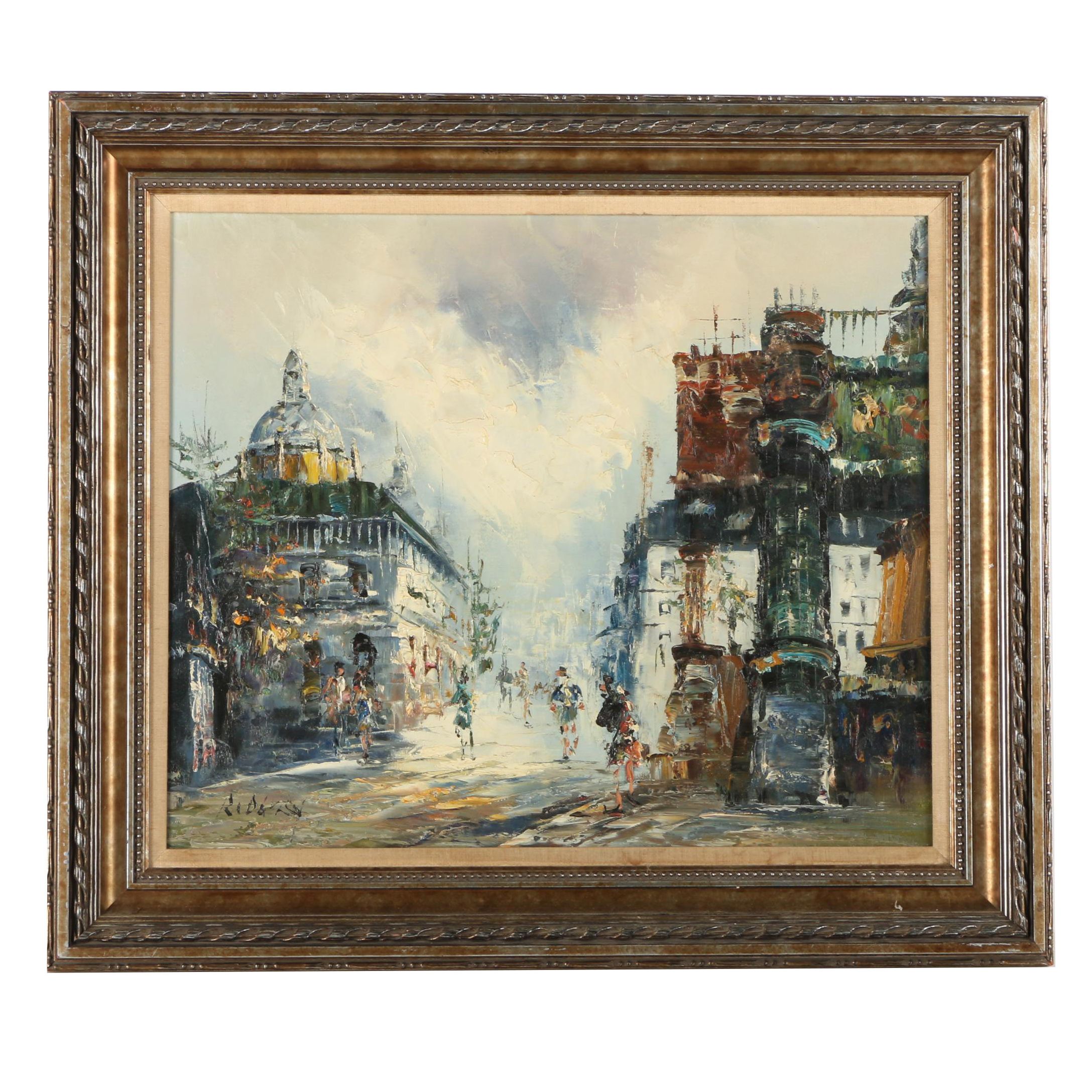 Oil Painting on Canvas of a European City EBTH