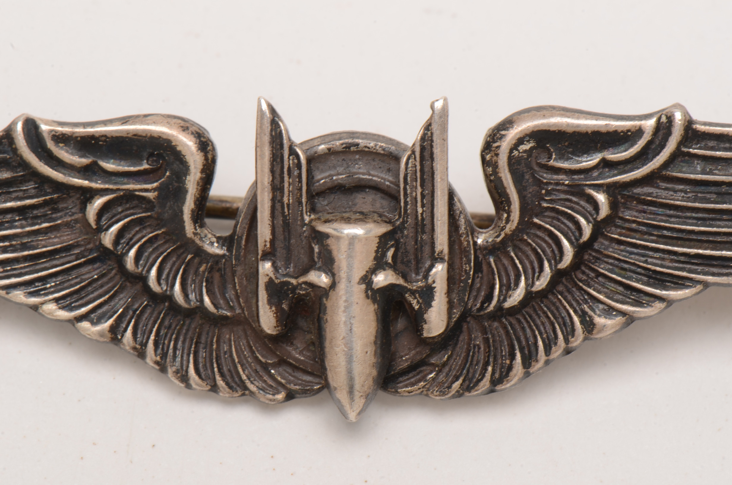WWII US Military Sterling Silver Air Pilot Bomber Gunner Wing Pin EBTH