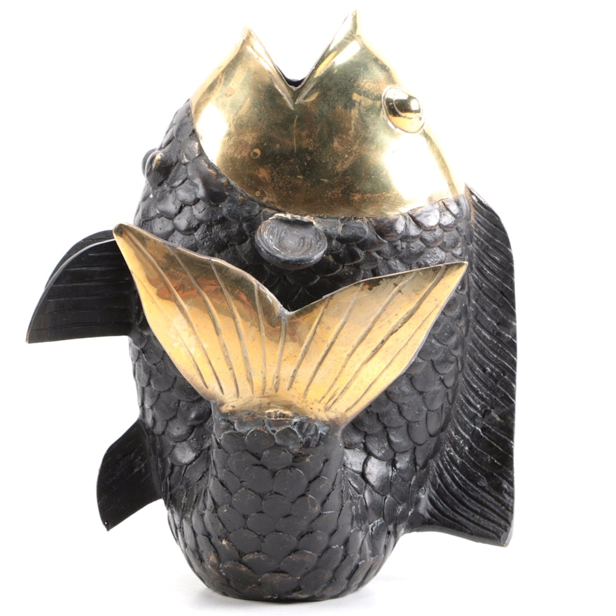 Bronze and Black Fish Vase