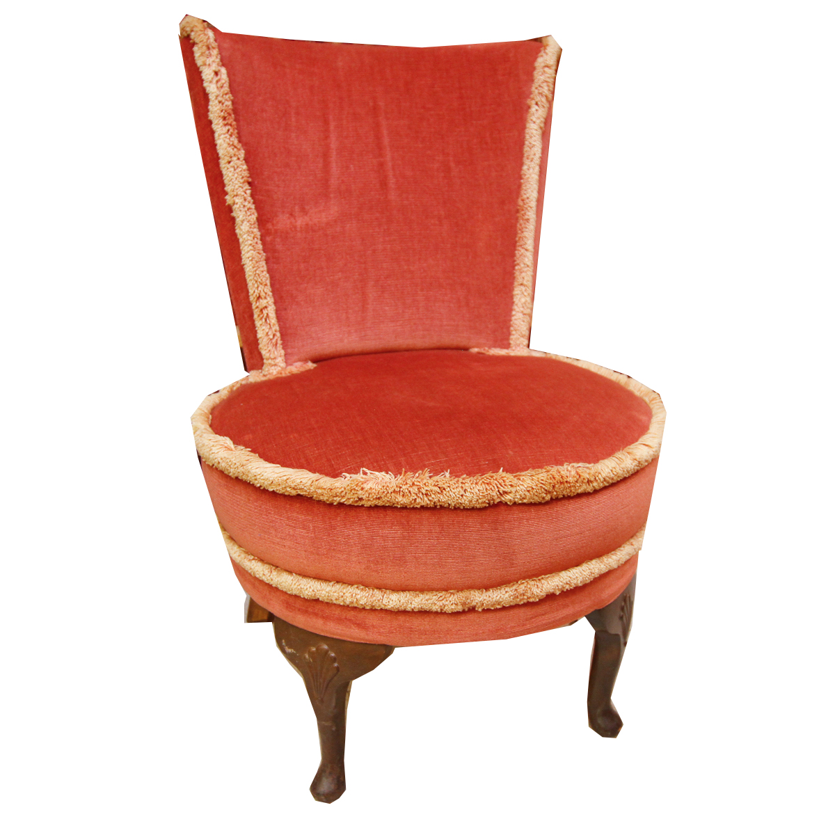 SalmonColored Velvet Fringe Side Chair EBTH