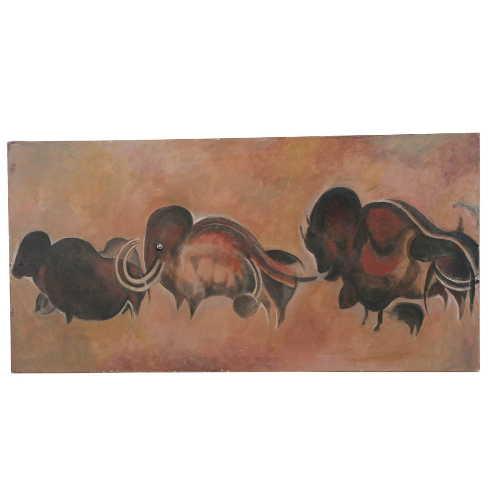 Ronald Ahlstrom Acrylic Painting On Canvas Font De Gaume Ebth