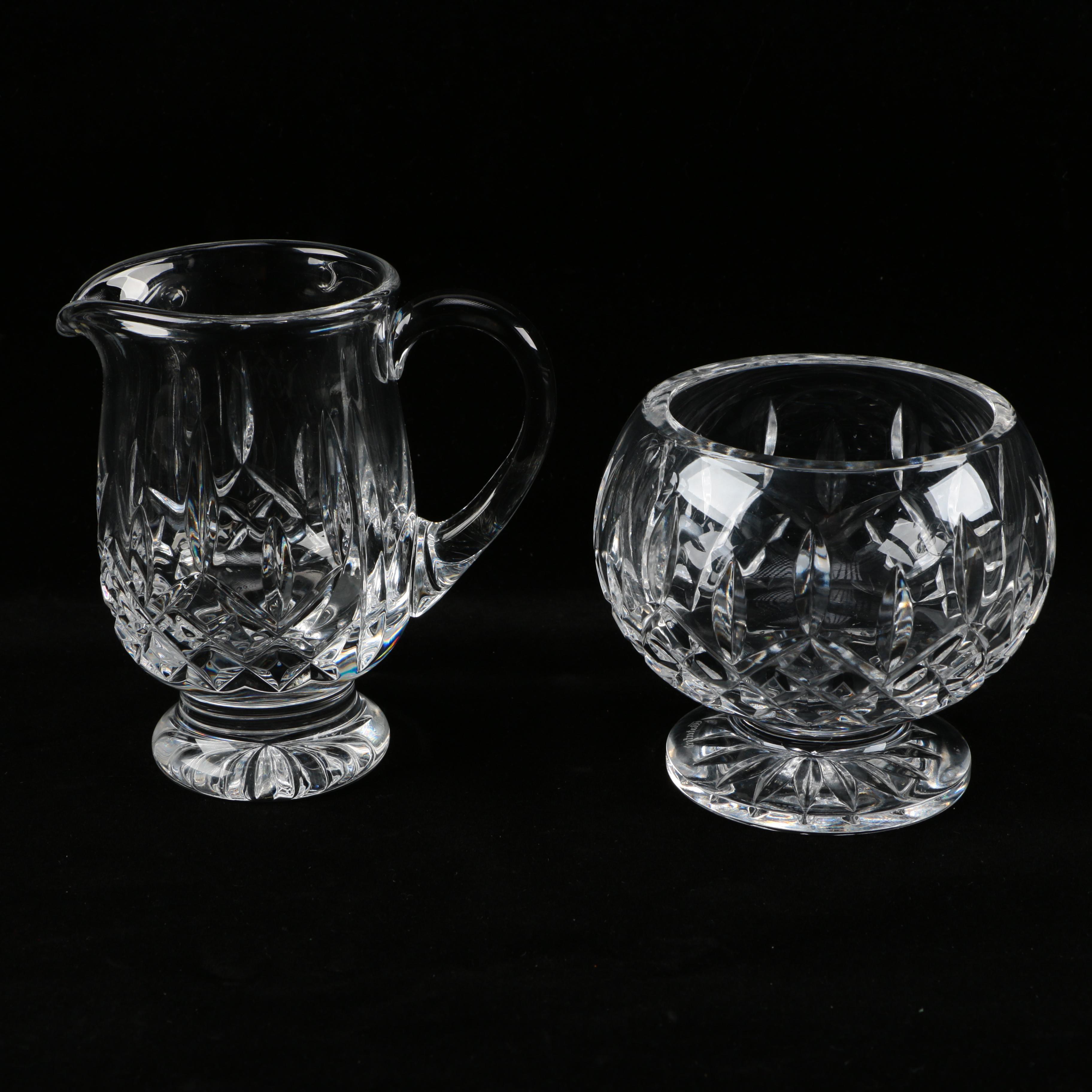 Waterford Crystal "Lismore" Footed Creamer and Sugar Bowl EBTH