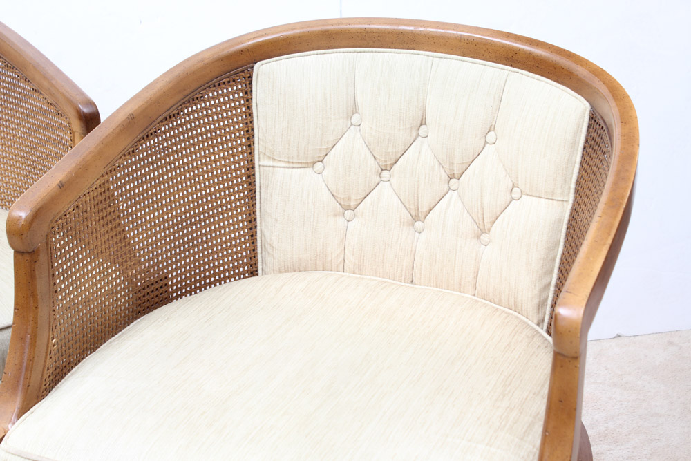 MidCentury Upholstered Cane Chairs by Chaircraft EBTH