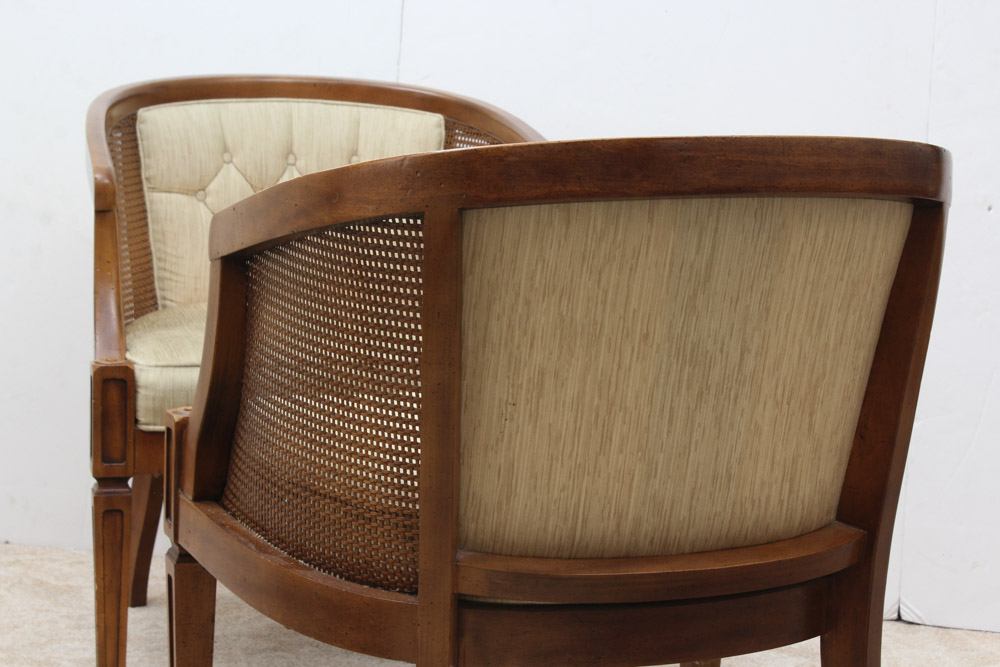 MidCentury Upholstered Cane Chairs by Chaircraft EBTH