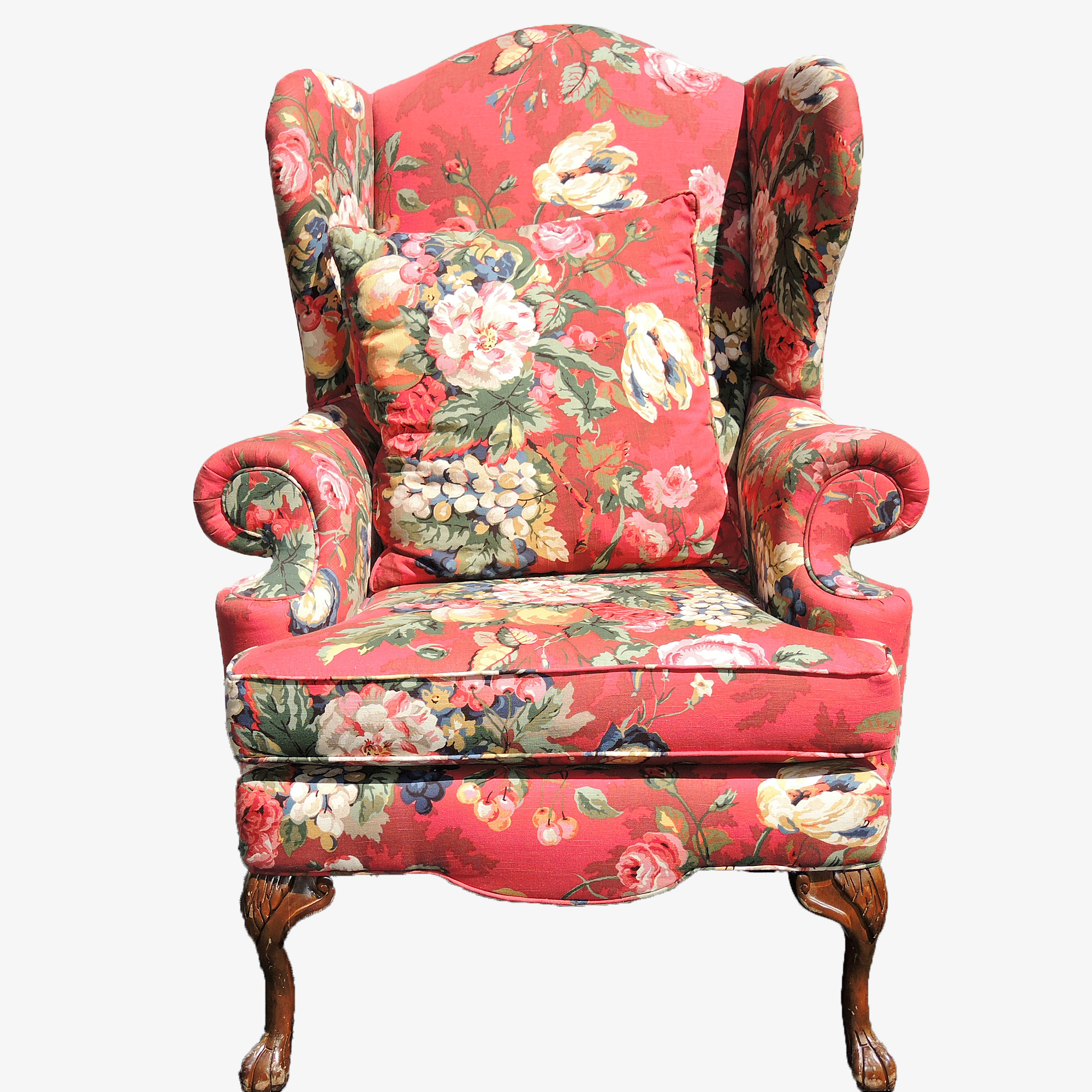 Traditional Wingback Upholstered Arm Chair EBTH   DSCN0370 