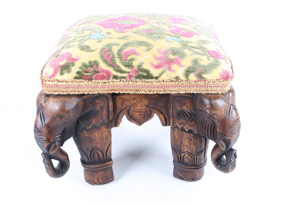 Carved Elephant Footstool EBTH