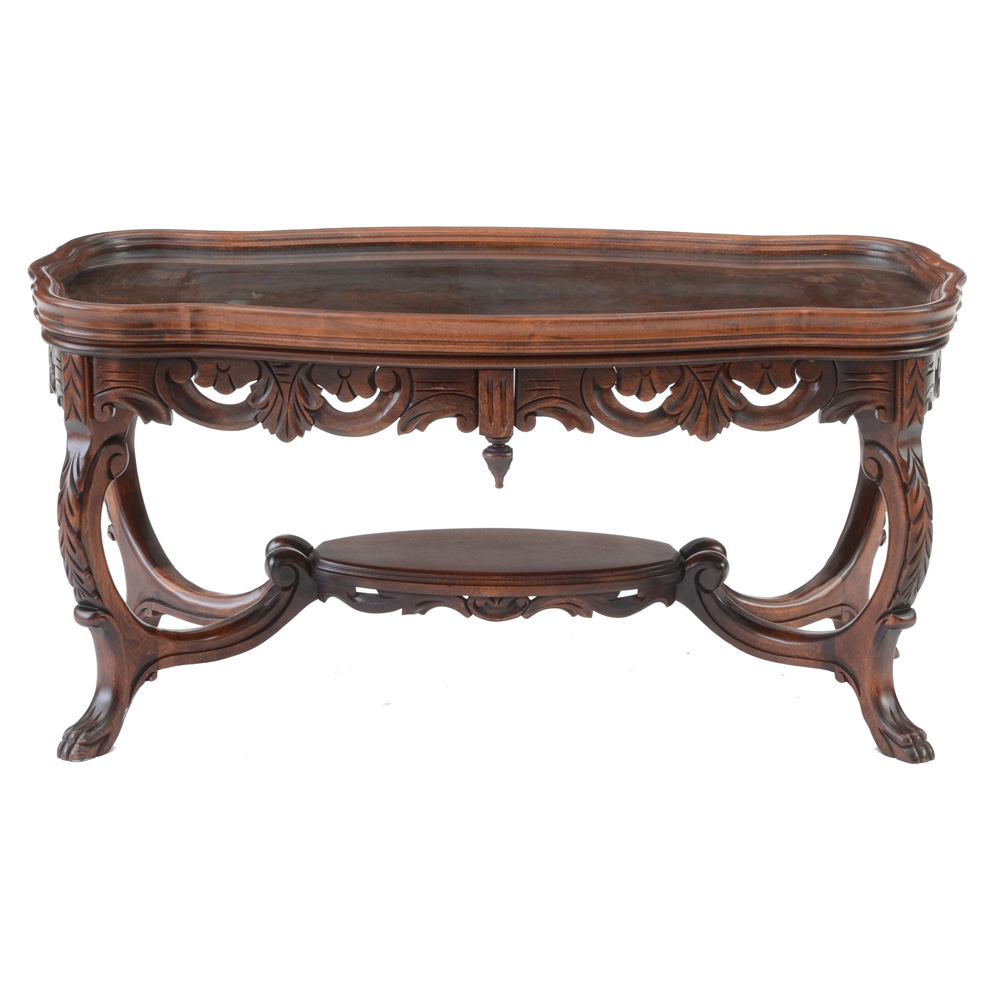 Vintage Book Matched Veneer Top Coffee Table EBTH