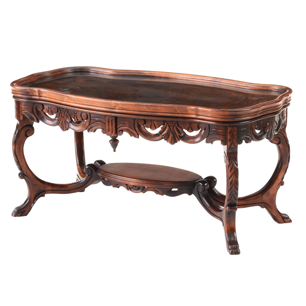 Vintage Book Matched Veneer Top Coffee Table EBTH