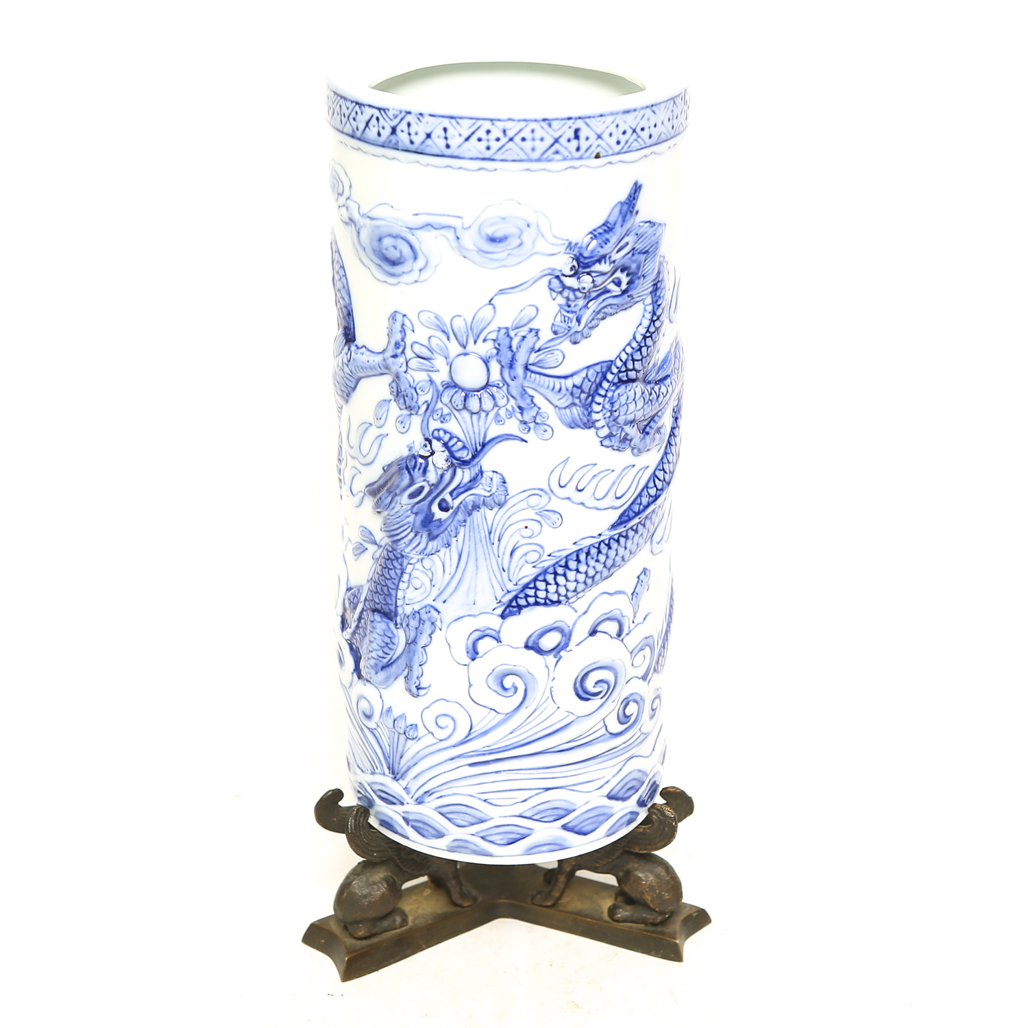 Blue and White Dragon Vase EBTH