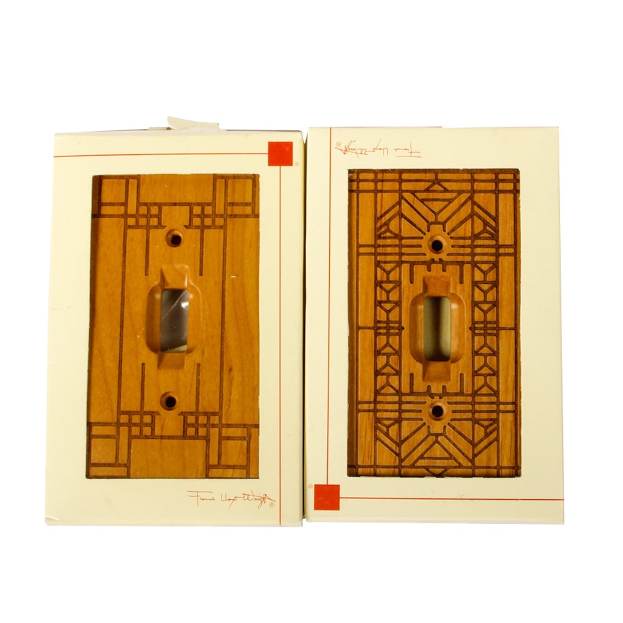 Pair of Wooden Frank Lloyd Wright Light Switch Covers By Uni-Art Marketing