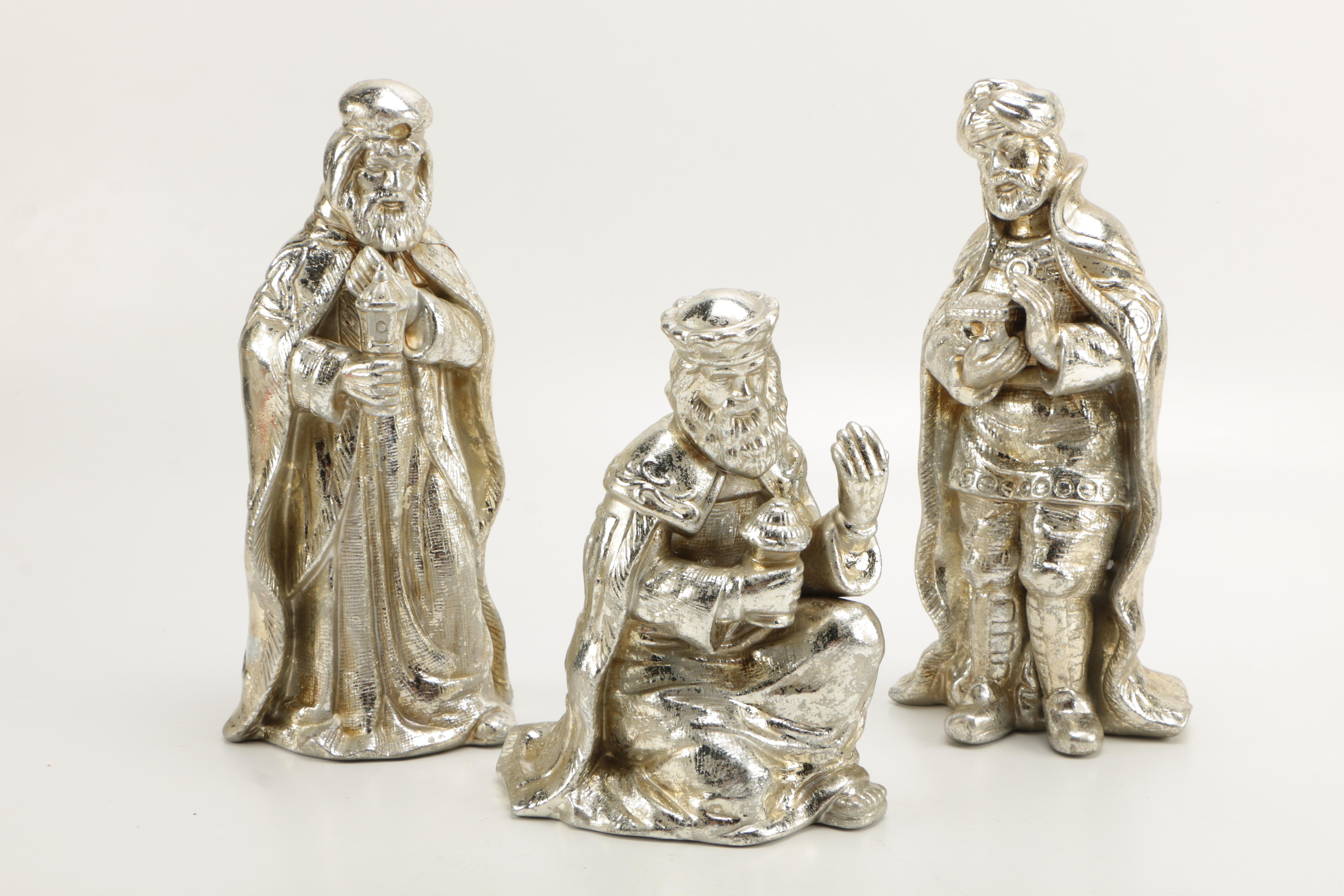 Department 56 "Mercury Glass" Finish Ceramic Nativity Set EBTH