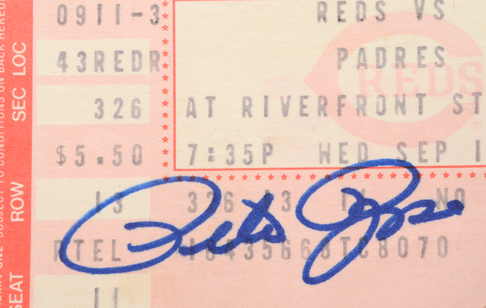 Pete Rose Signed "4192" Baseball Ticket EBTH