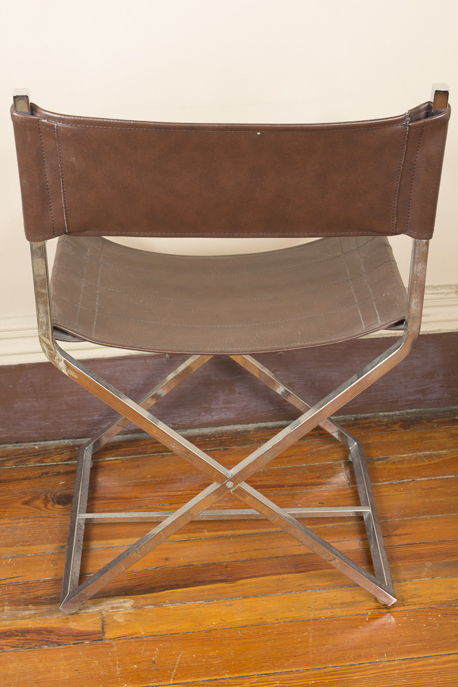 Metal and Leather Directors Chair EBTH