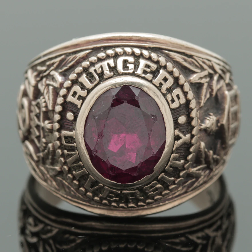 Ruby Class Ring Vintage Rutgers University 10K Yellow Gold Class Ring Featuring ...