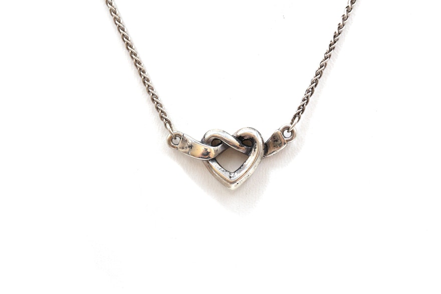James Avery Sterling Silver Heart Knot Necklace | EBTH