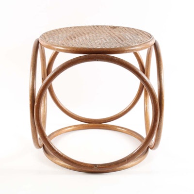 Vintage Thonet Style Bentwood Cane Stool Vintage Thonet Style Bentwood Cane Stool