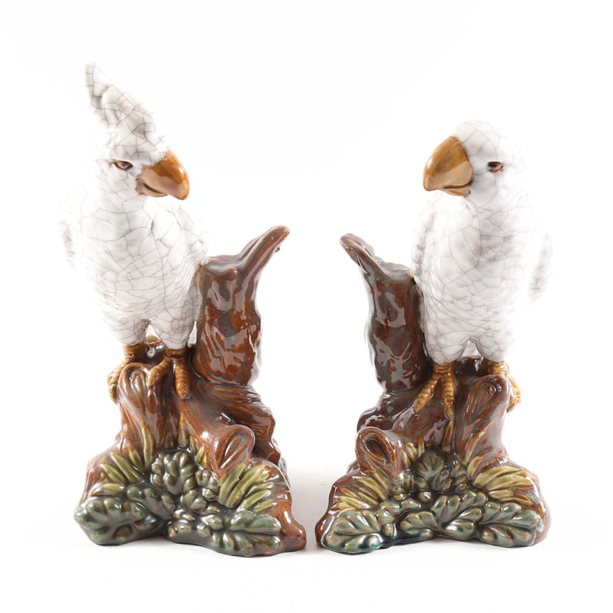 Pair of Ceramic Macaw Figurines