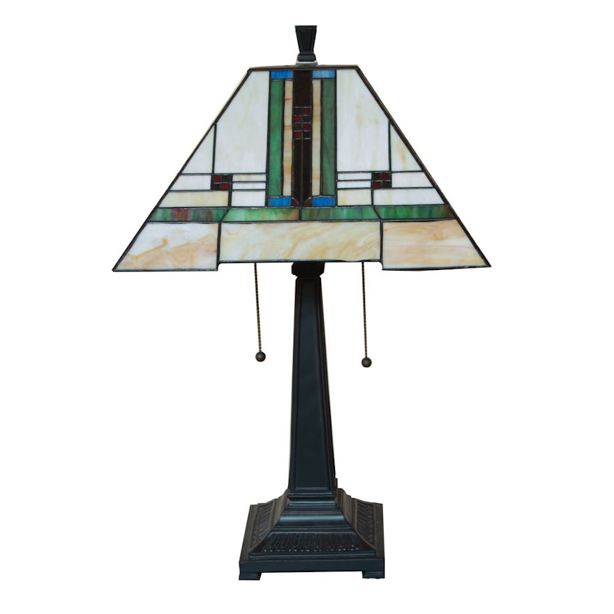 Mission Style Stained Glass Table Lamp