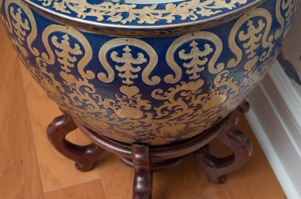 Chinese Planter with Wooden Stand EBTH