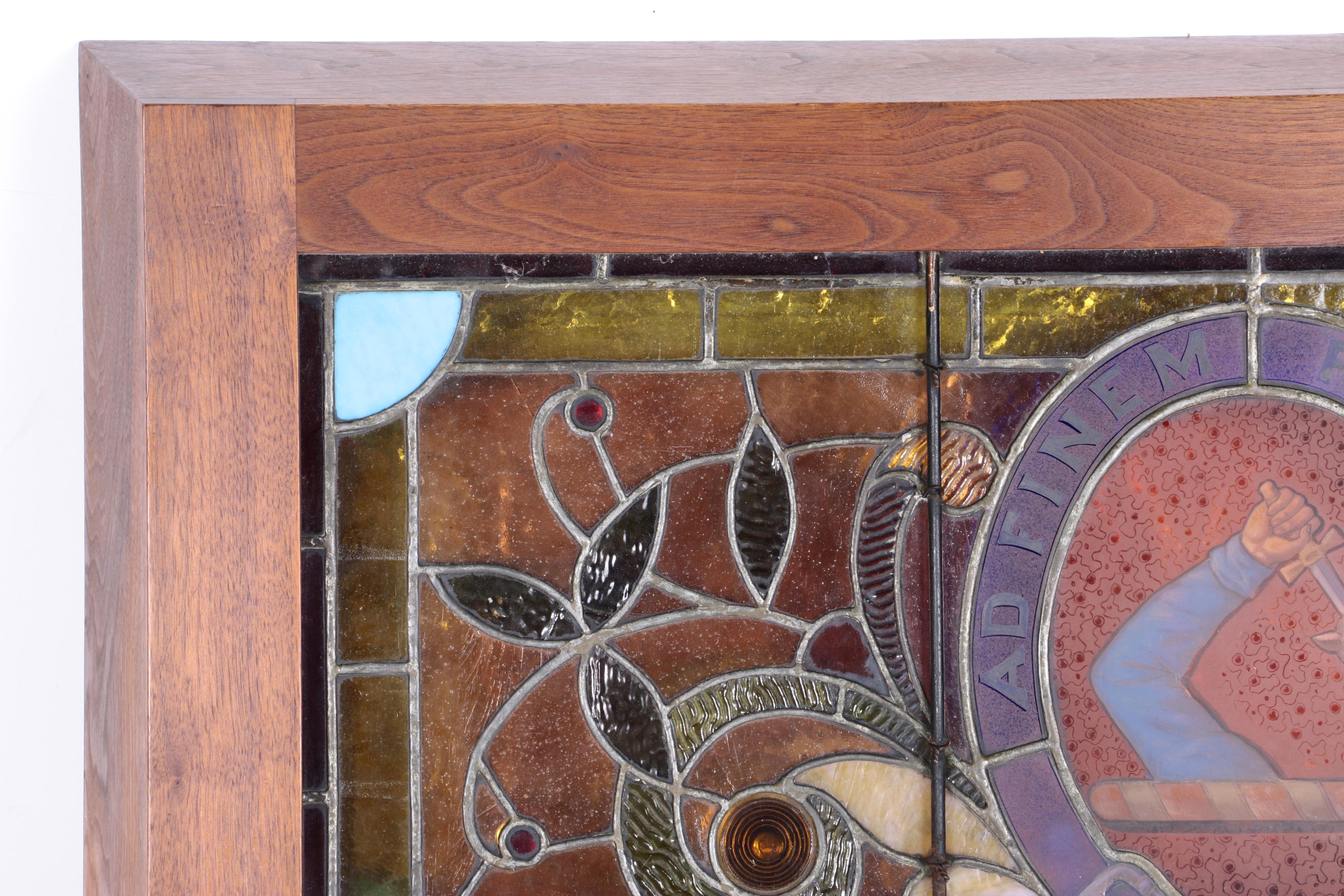 Art Nouveau &ldquo;Ad Finem Fidelis&rdquo; Stained Glass Panel | EBTH