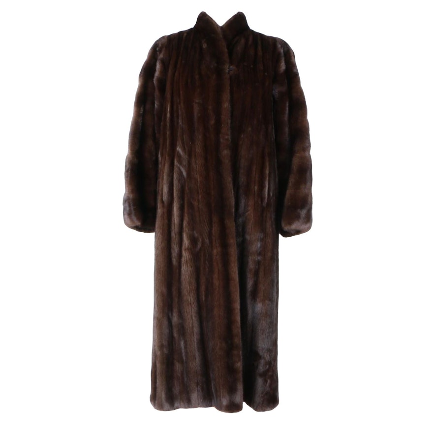 Full-Length Dark Brown Marten Fur Coat