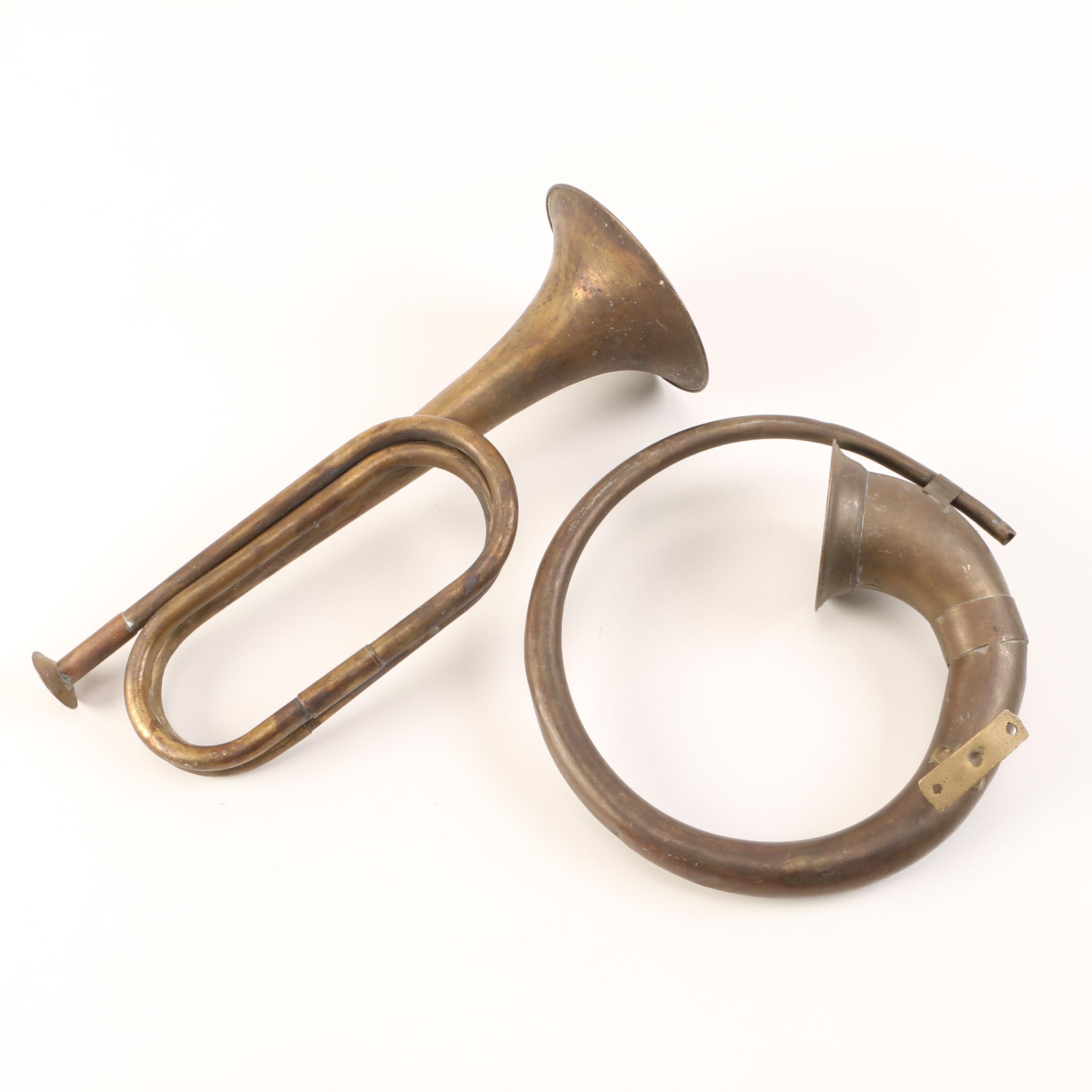 Brass Military Bugle and Automotive Horn EBTH