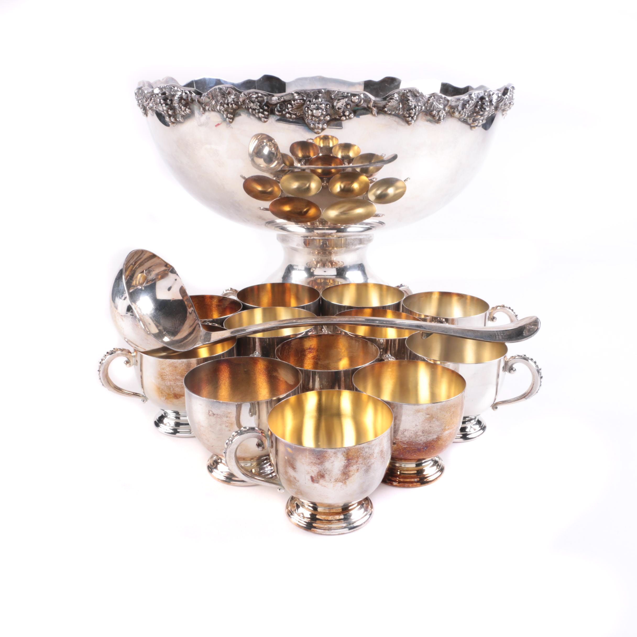 Silver Plated Punch Bowl Set EBTH
