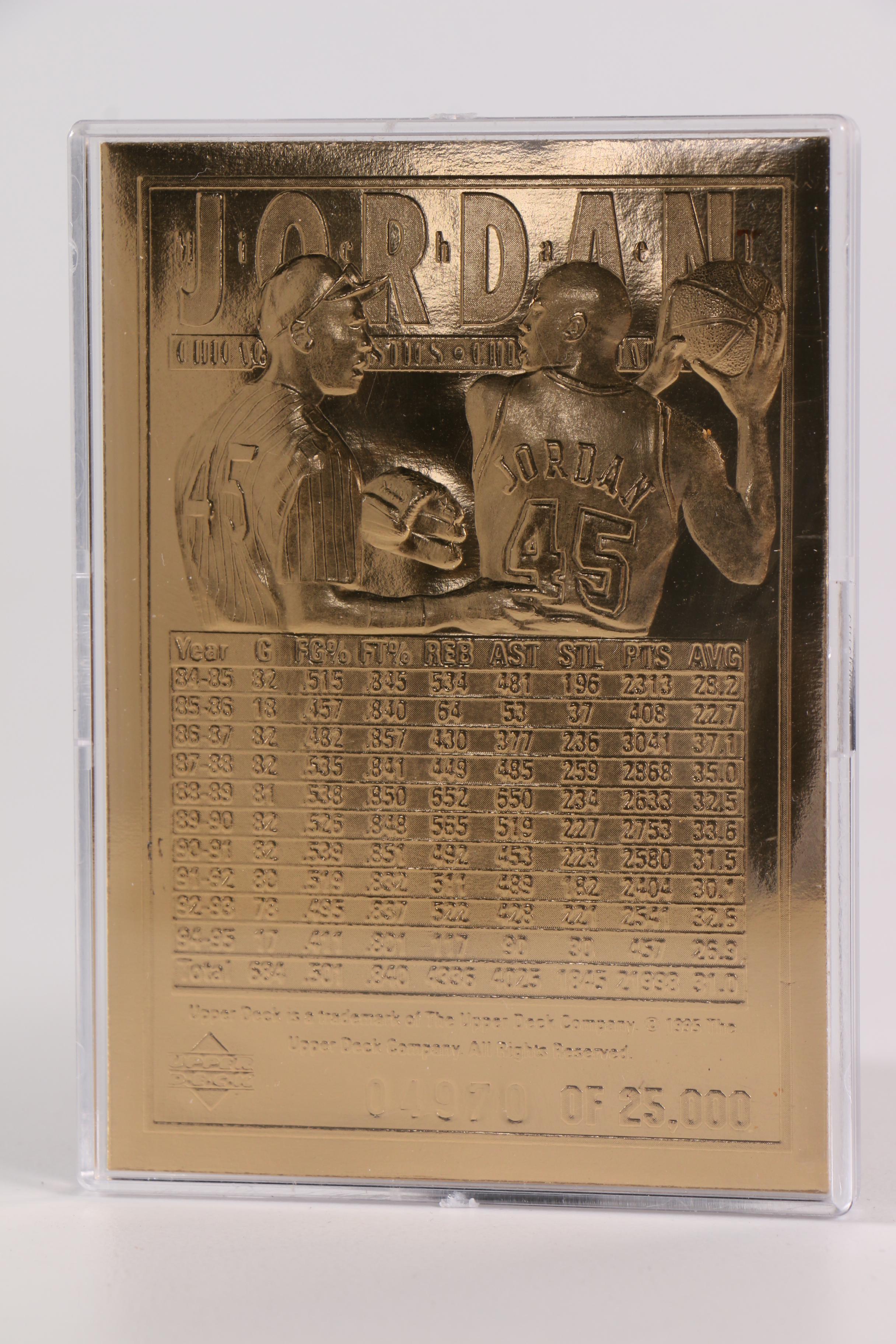 Michael Jordan Upper Deck 23kt Gold Foil Sculptured 1995 Trading Card | EBTH