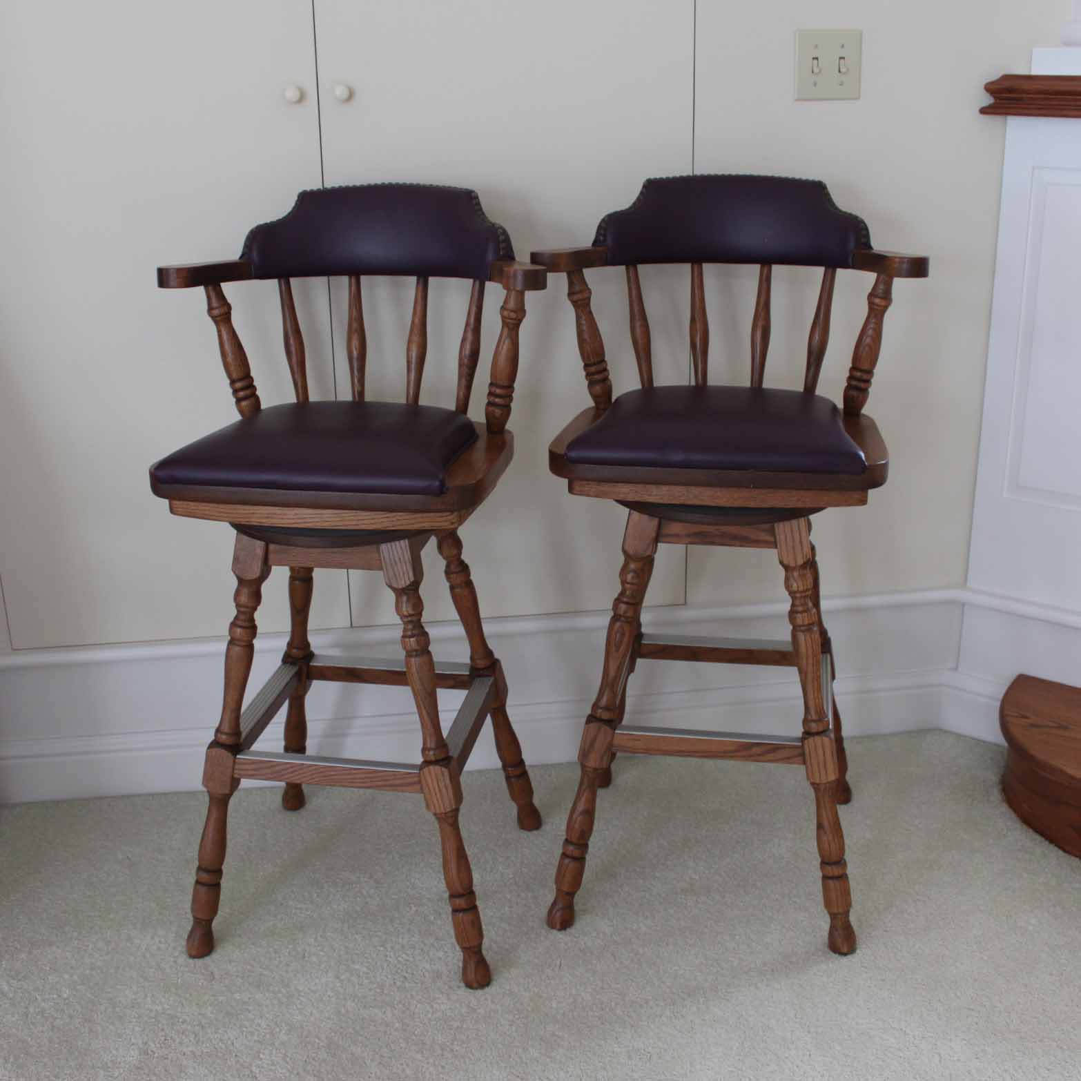 Vintage Oak Bar Stools by Buckstaff EBTH