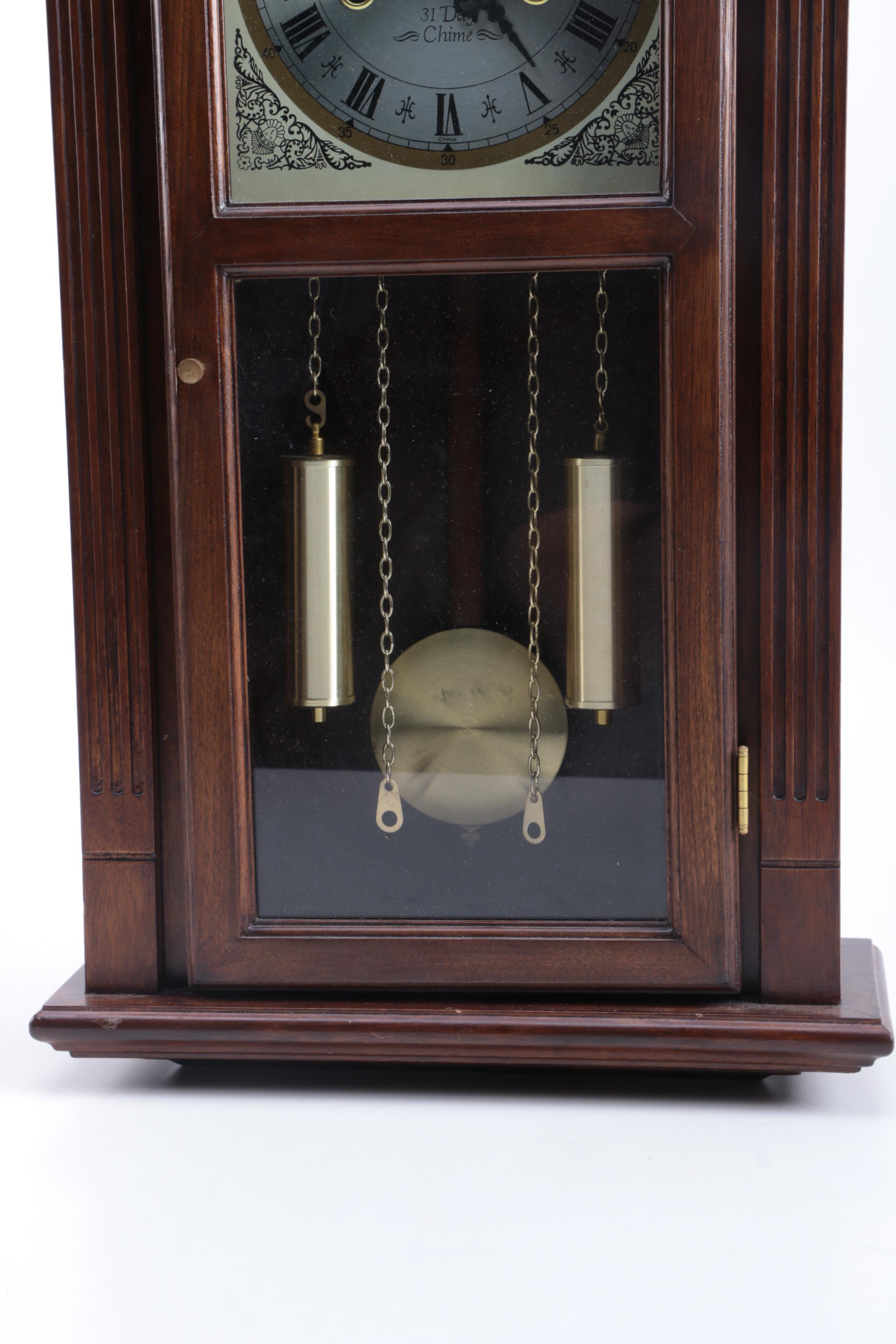 Waltham Wooden 31 Day Chime Wall Clock EBTH