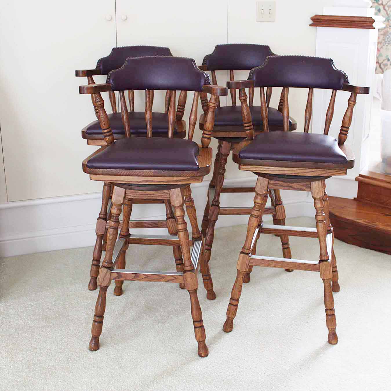 Vintage Oak Bar Stools by Buckstaff EBTH