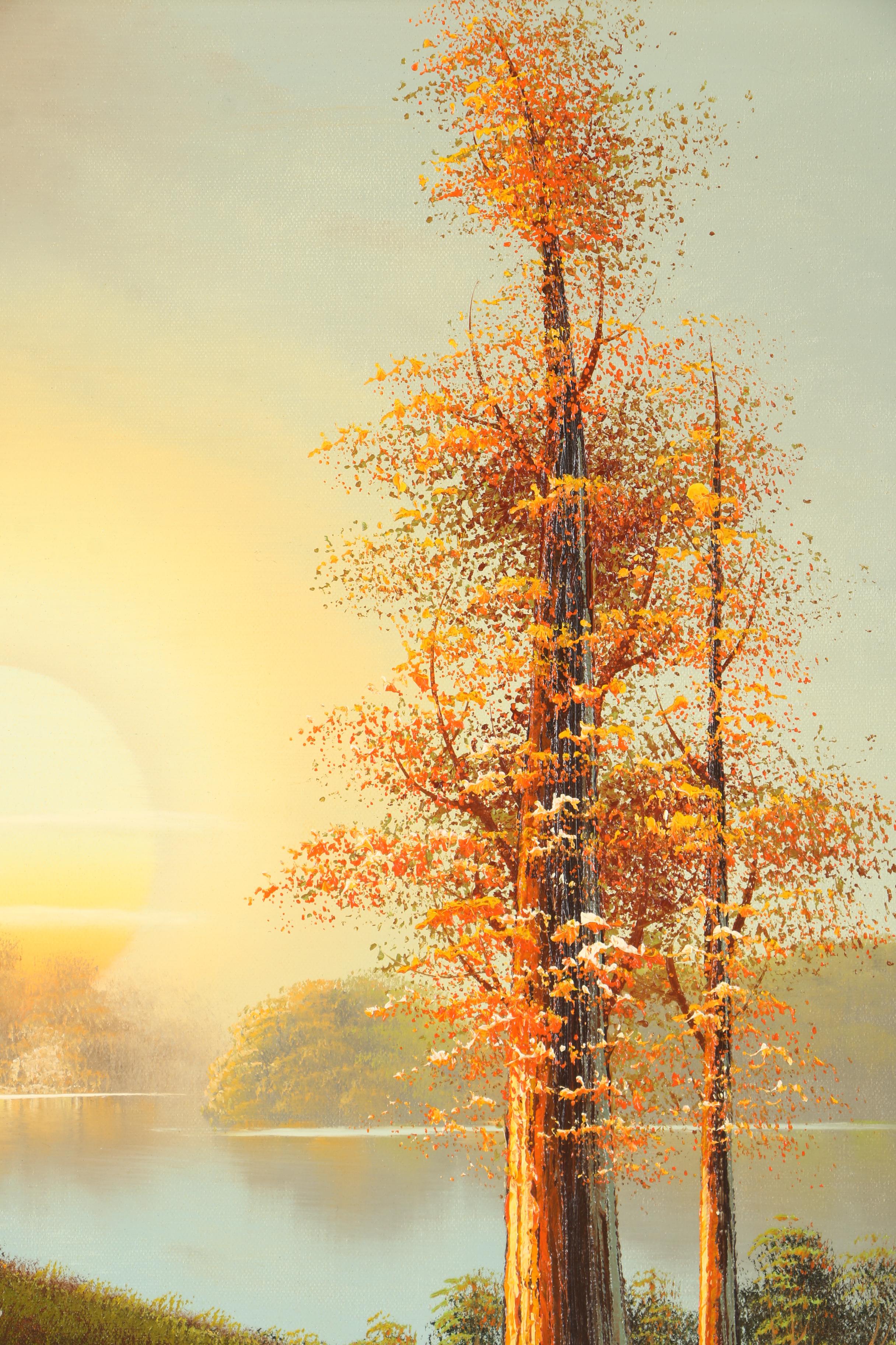 Bill Boswell Oil Painting of a Cabin at Sunrise EBTH