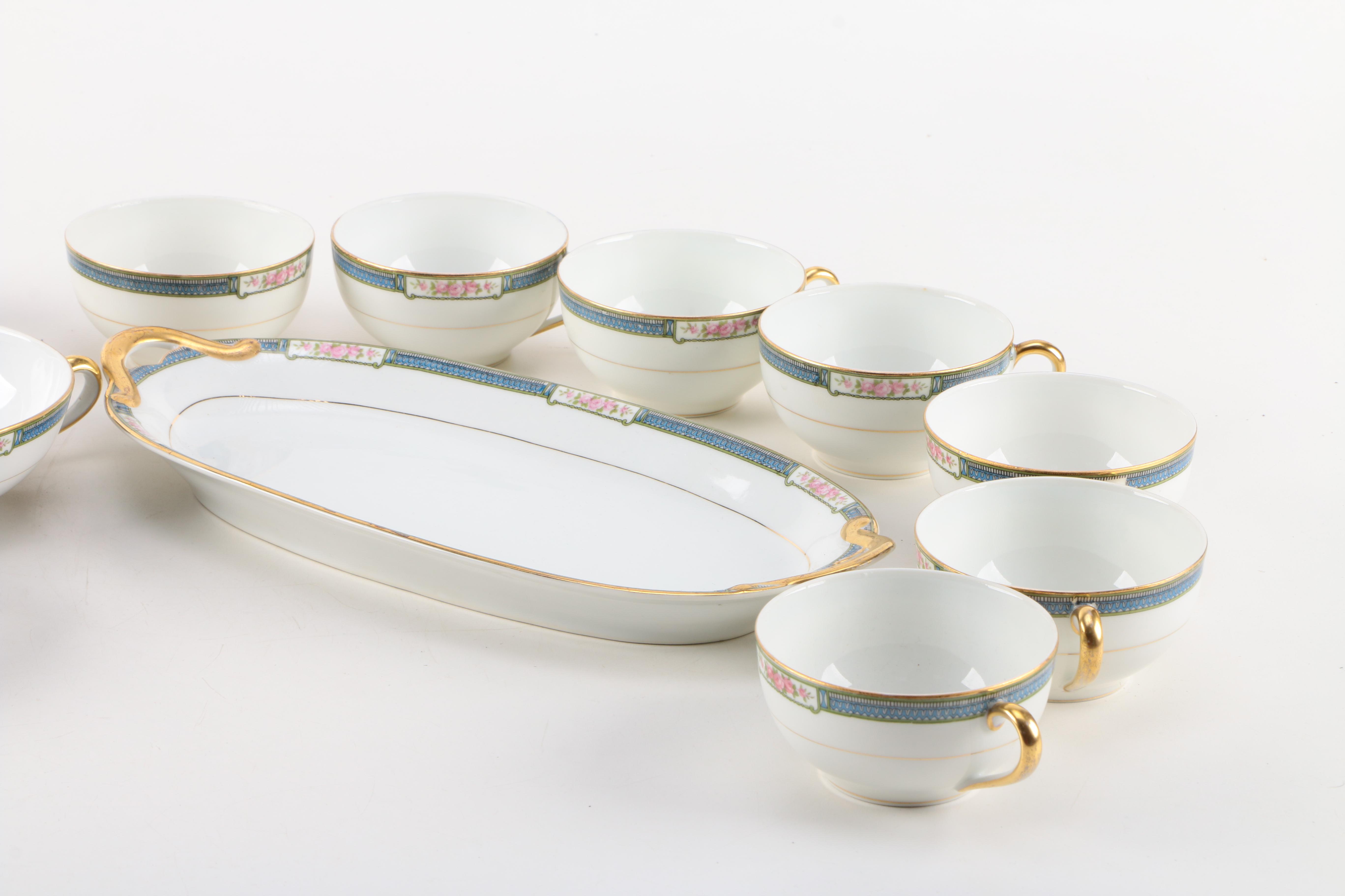 Noritake "Grosvenor" Bouillon Cups and Relish Tray Circa 1920 EBTH