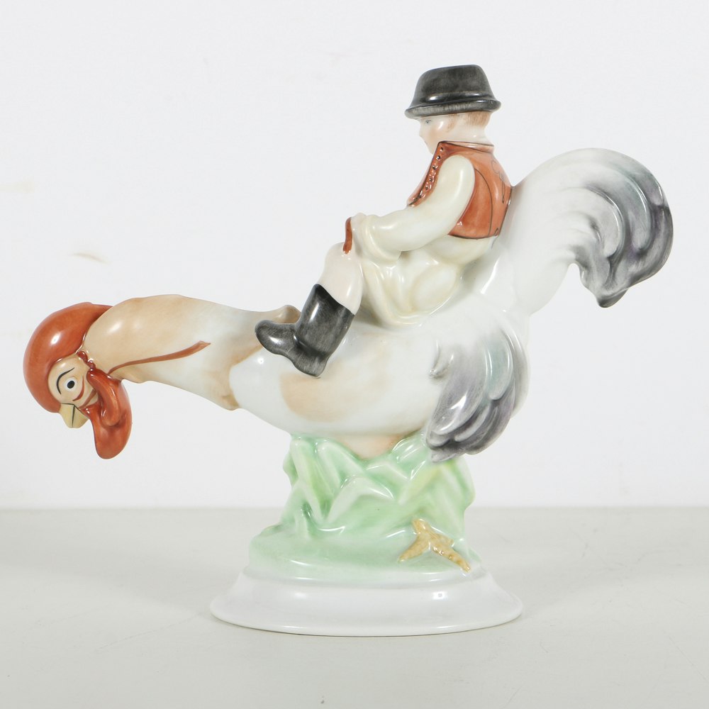 Herend Porcelain Figurine Of Boy On Rooster EBTH herend-porcelain-figurine-of-boy-on-rooster-ebth