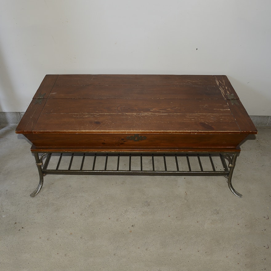 Vintage Pine Dough Box Coffee Table Ebth Vintage Pine Dough Box Coffee Table