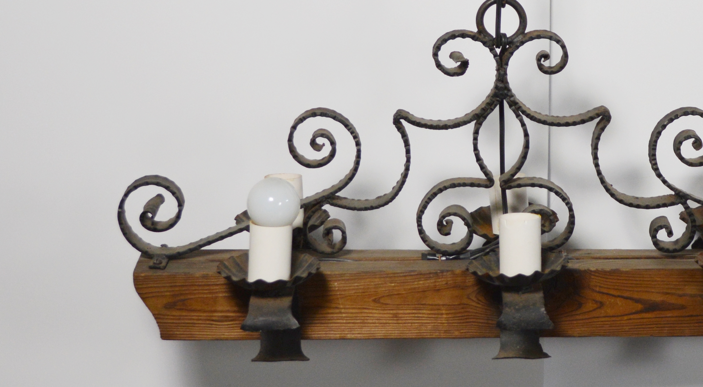 Antique Iron and Wood Pendant Light EBTH