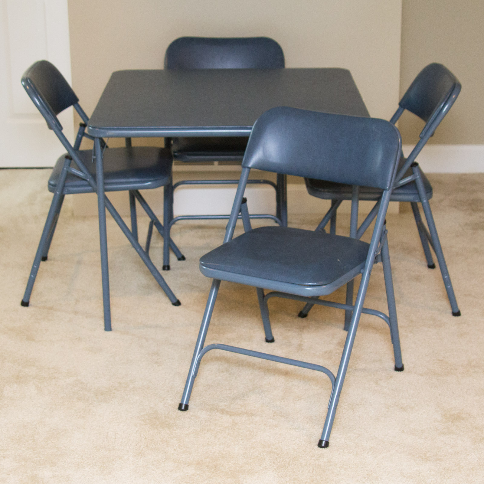 Samsonite Blue Metal Card Table With Folding Chairs EBTH