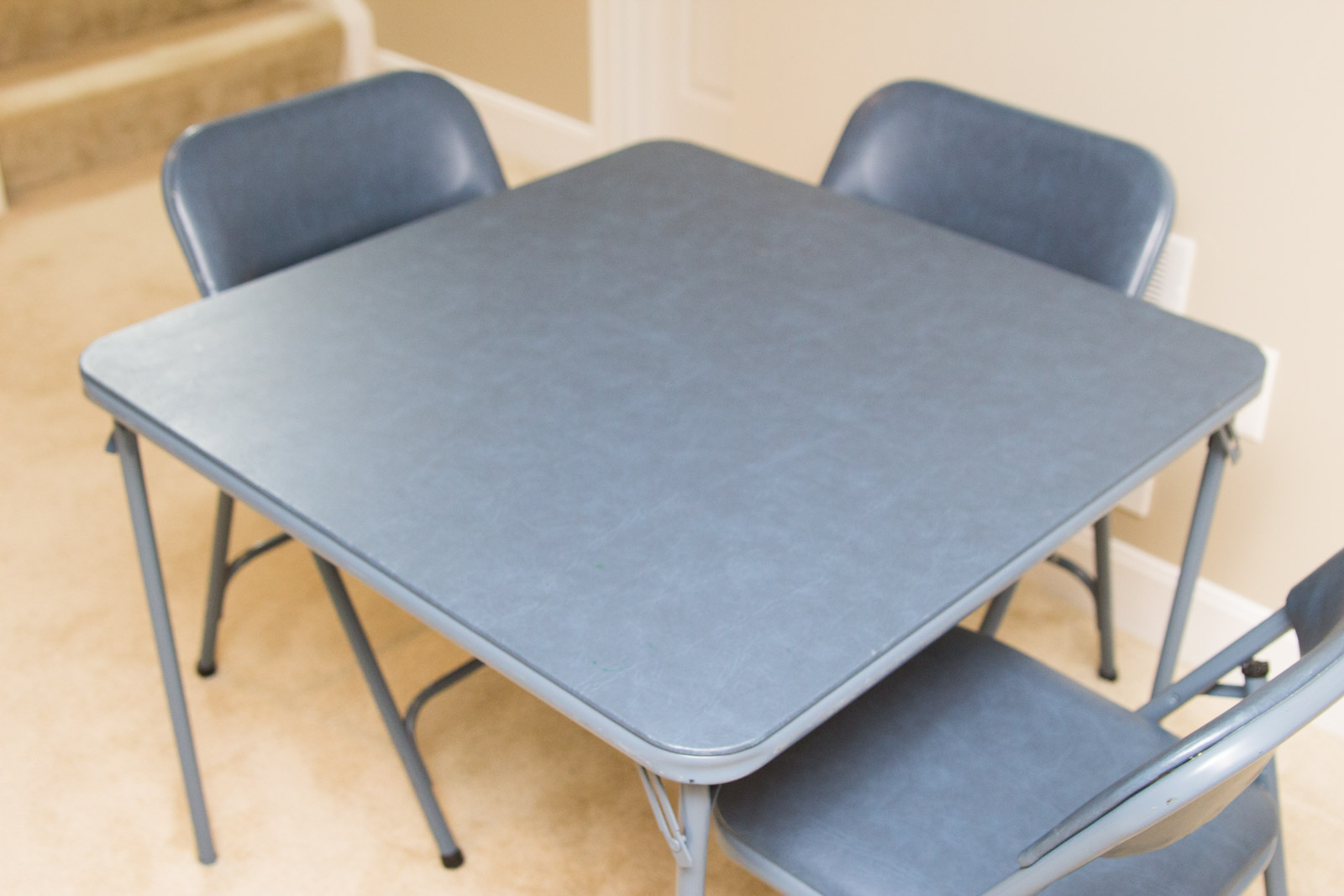 Samsonite Blue Metal Card Table With Folding Chairs EBTH