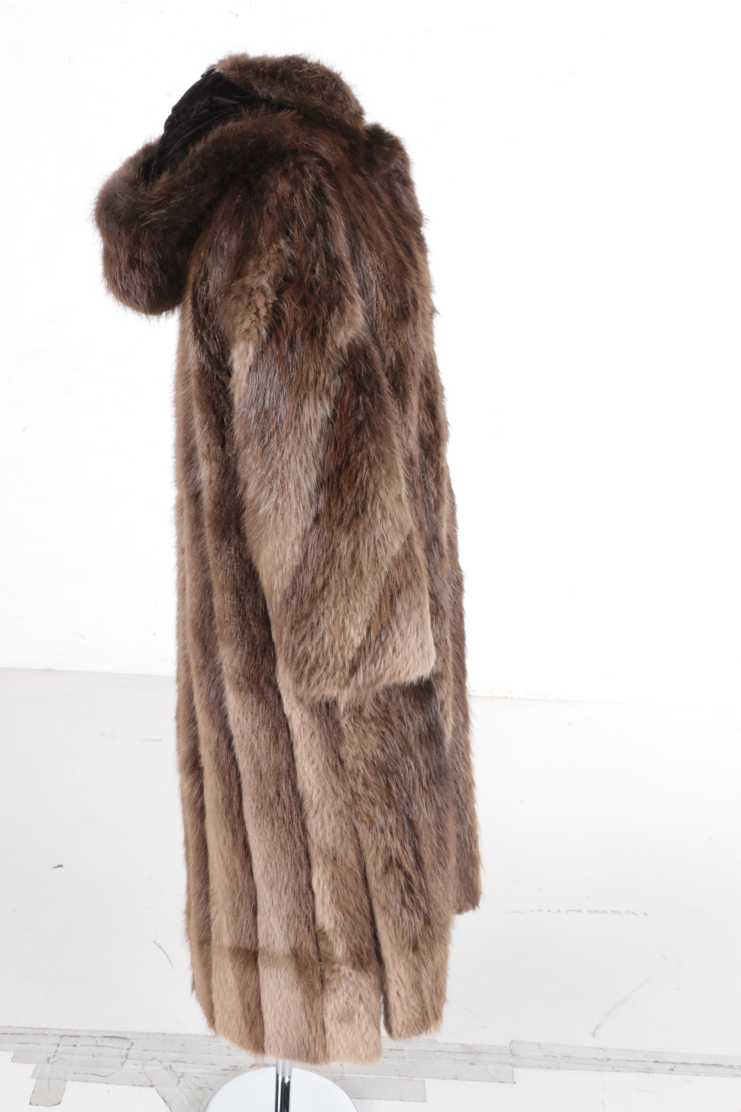 Full Length Hooded Beaver Fur Coat EBTH