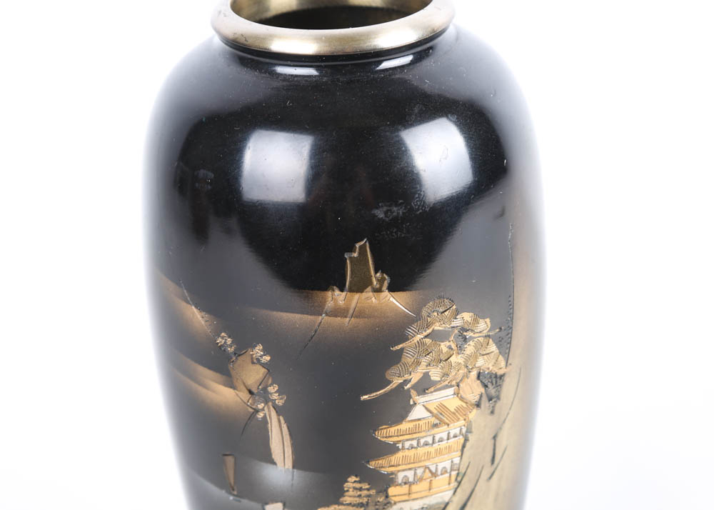 Japanese Decorative Metal Urn EBTH