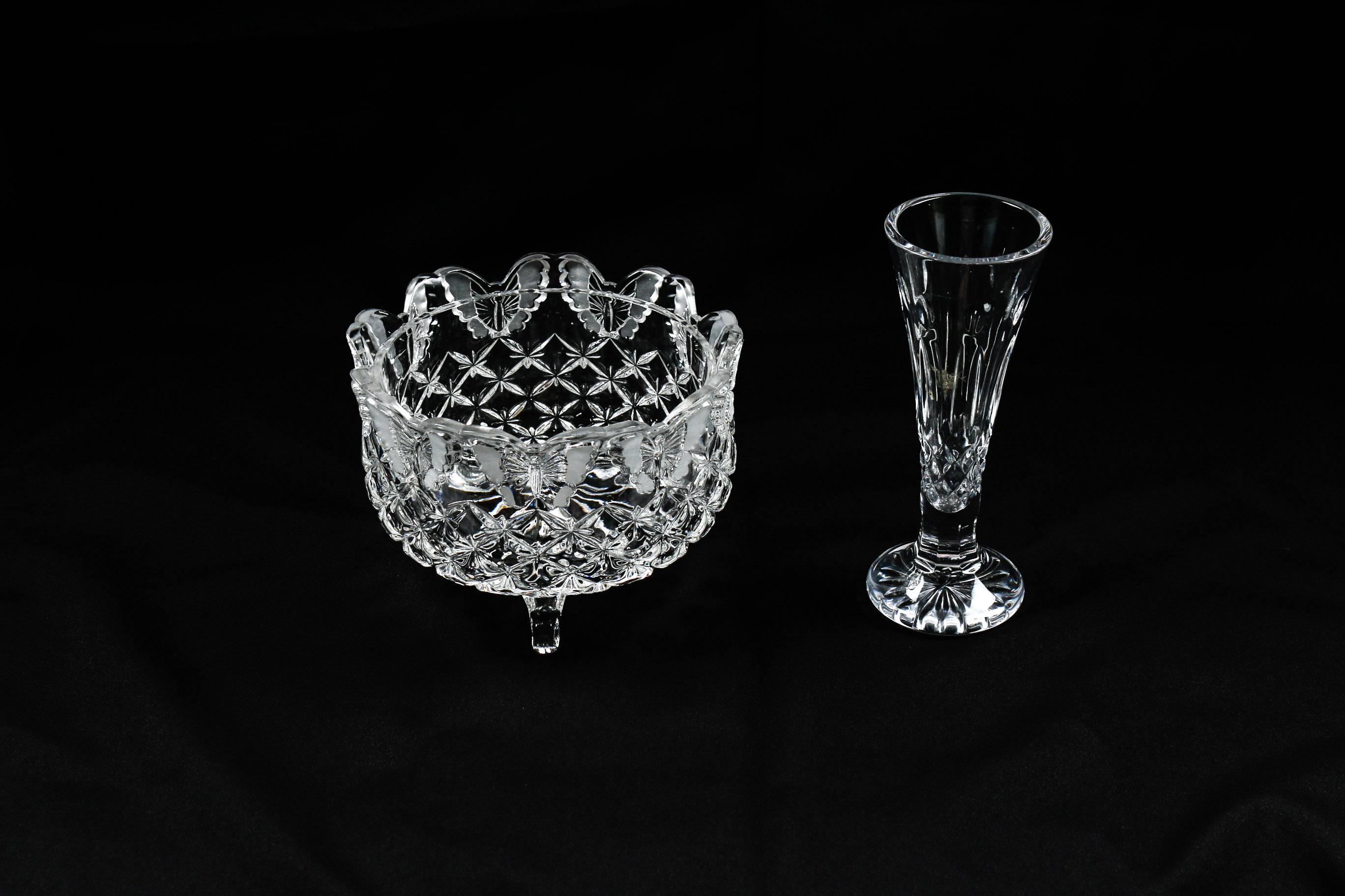 Waterford Vase and Crystal Butterfly Candy DIsh EBTH