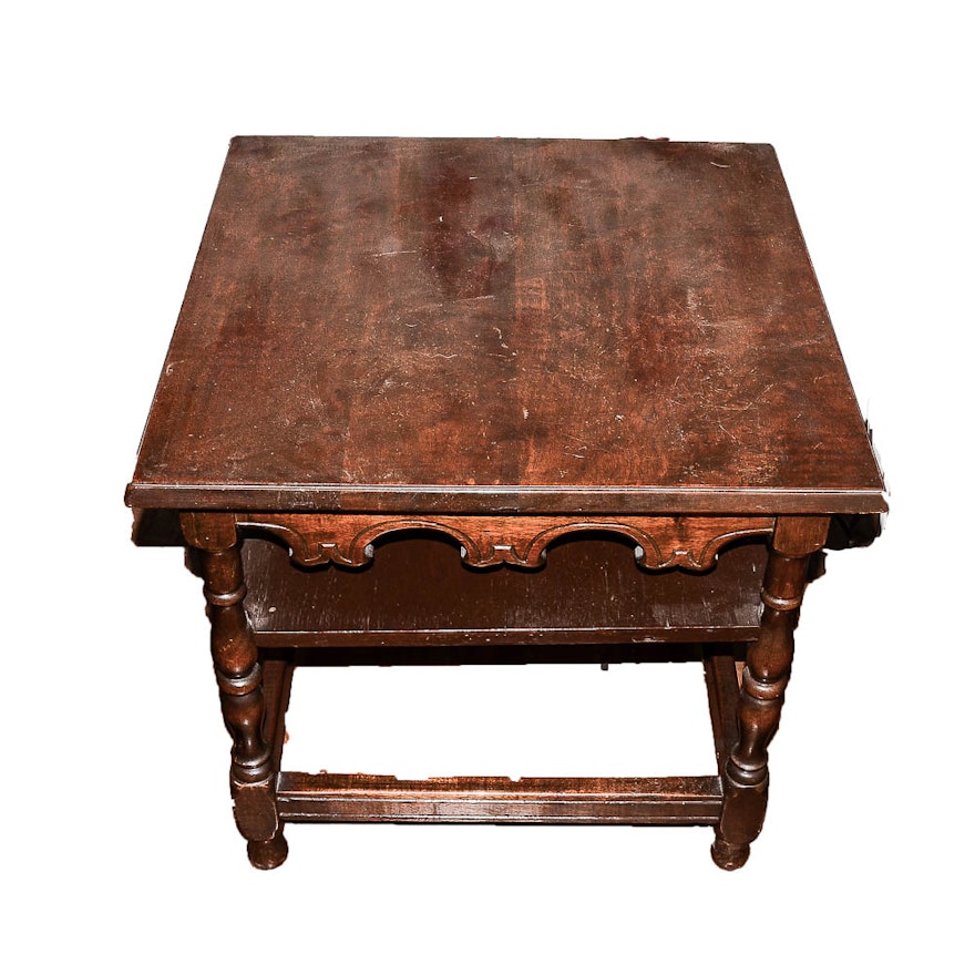 Vintage Carved Wood End Table Ebth Vintage Carved Wood End Table