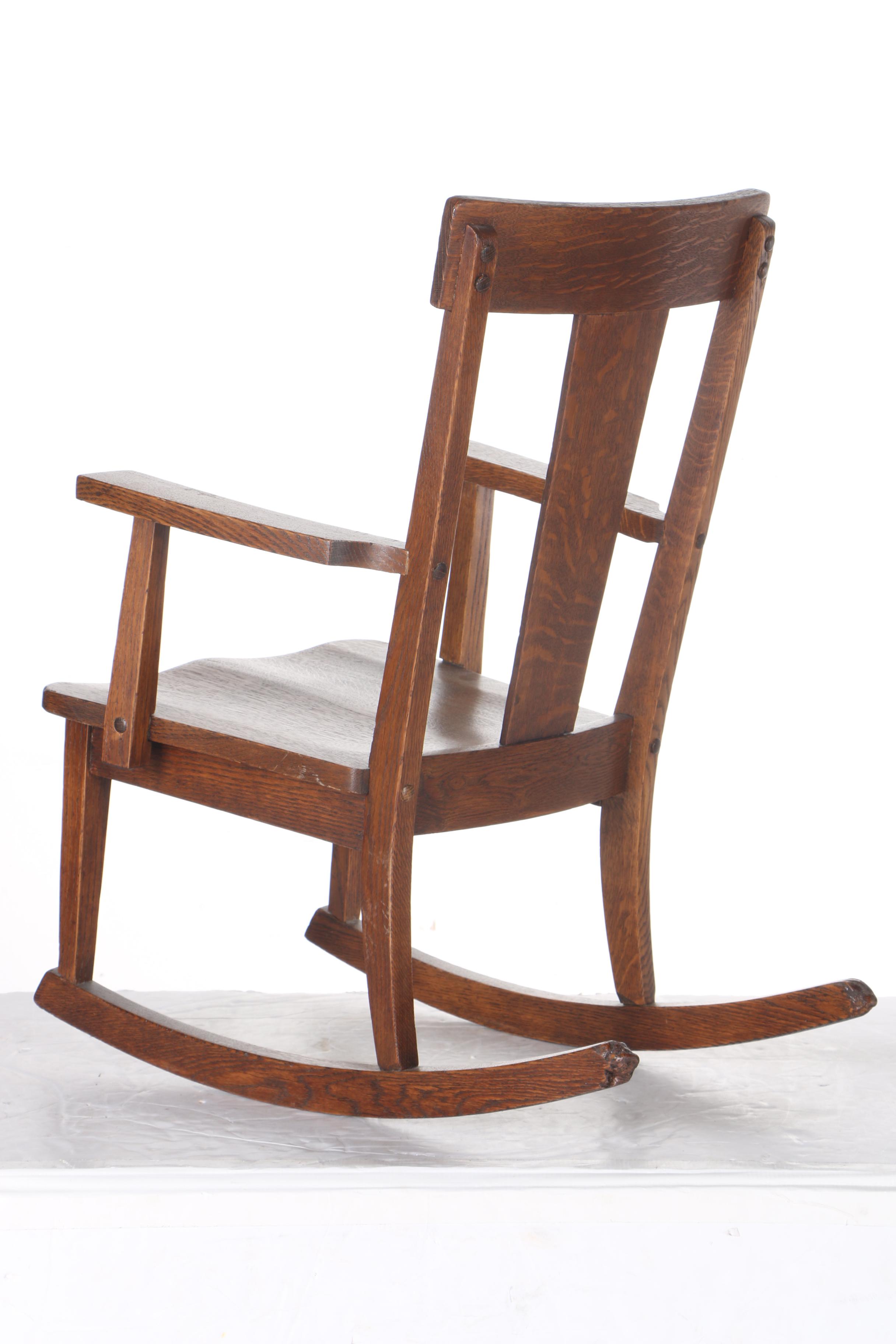 Early 20th Century Child's Tiger Oak Rocking Chair | EBTH