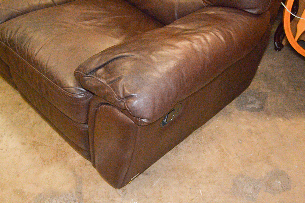 Brown Leather Natuzzi Loveseat With BuiltIn Leg Rests EBTH