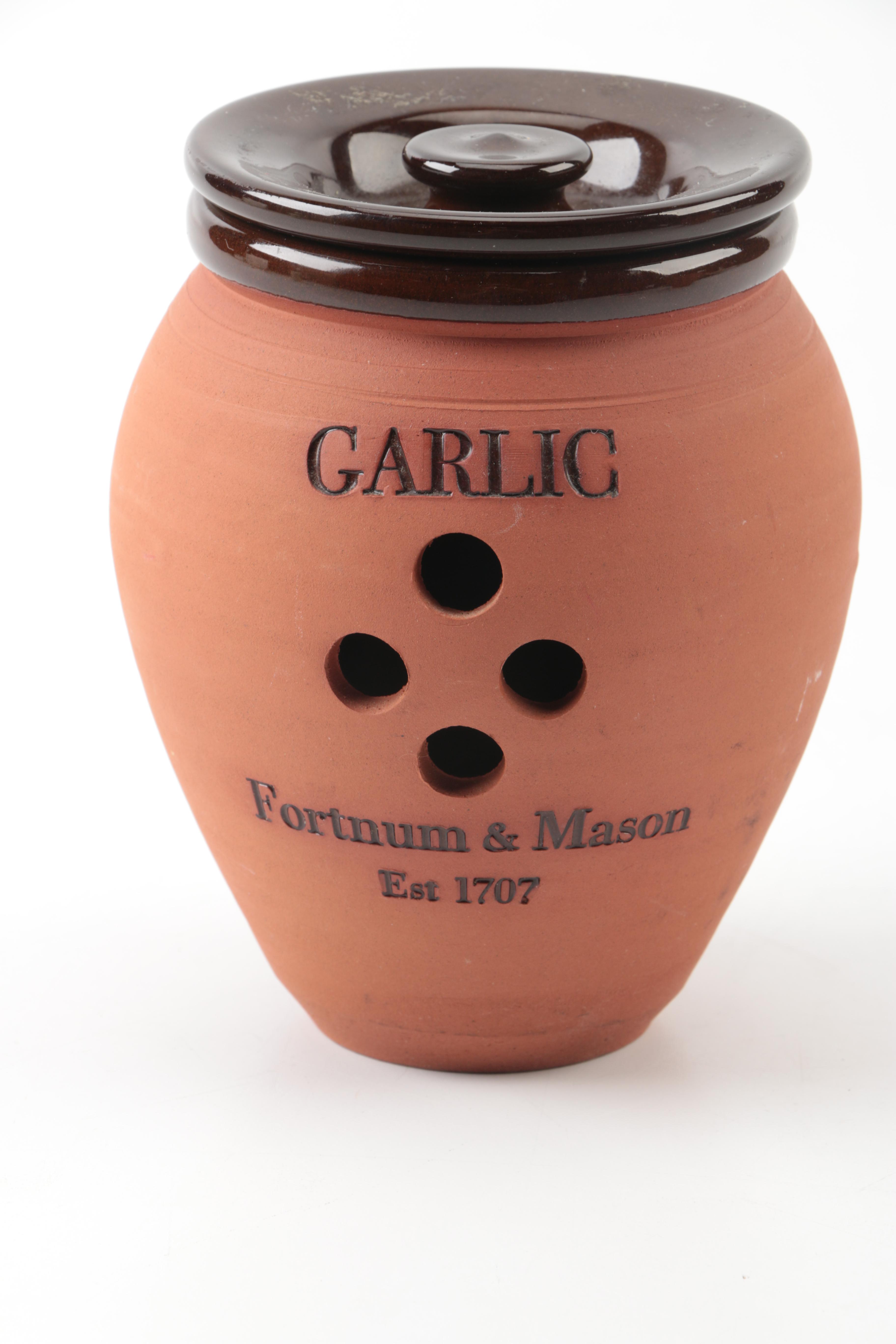 Suffolk Potteries Fortnum and Mason Onion and Garlic Terracotta Keepers