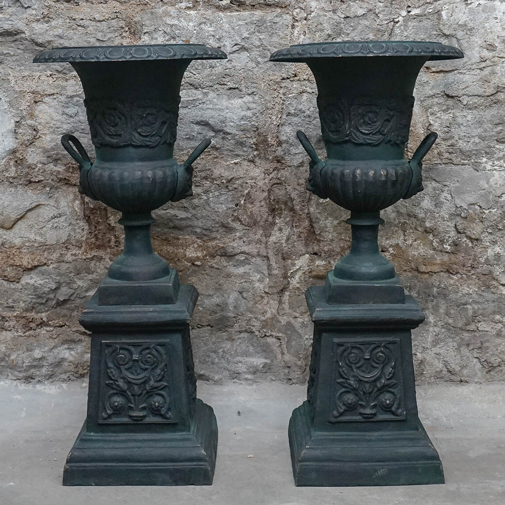 Metal Urn Planters on Pedestals EBTH