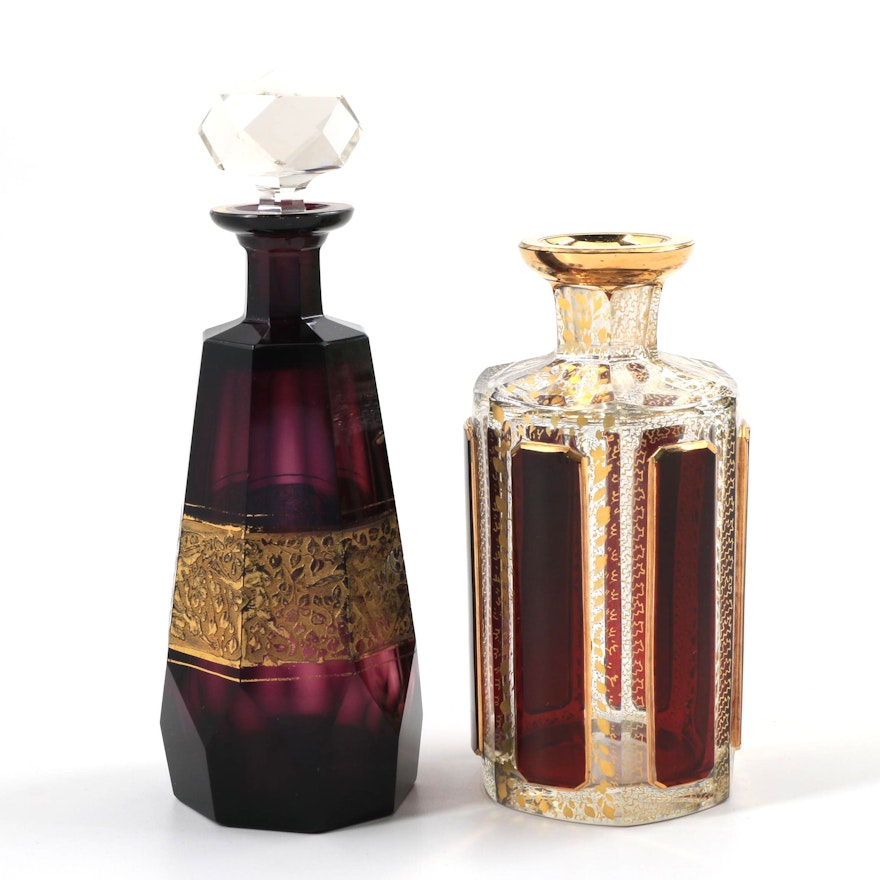 Two Antique Czechoslovakian Cologne Bottle Attributed to Moser