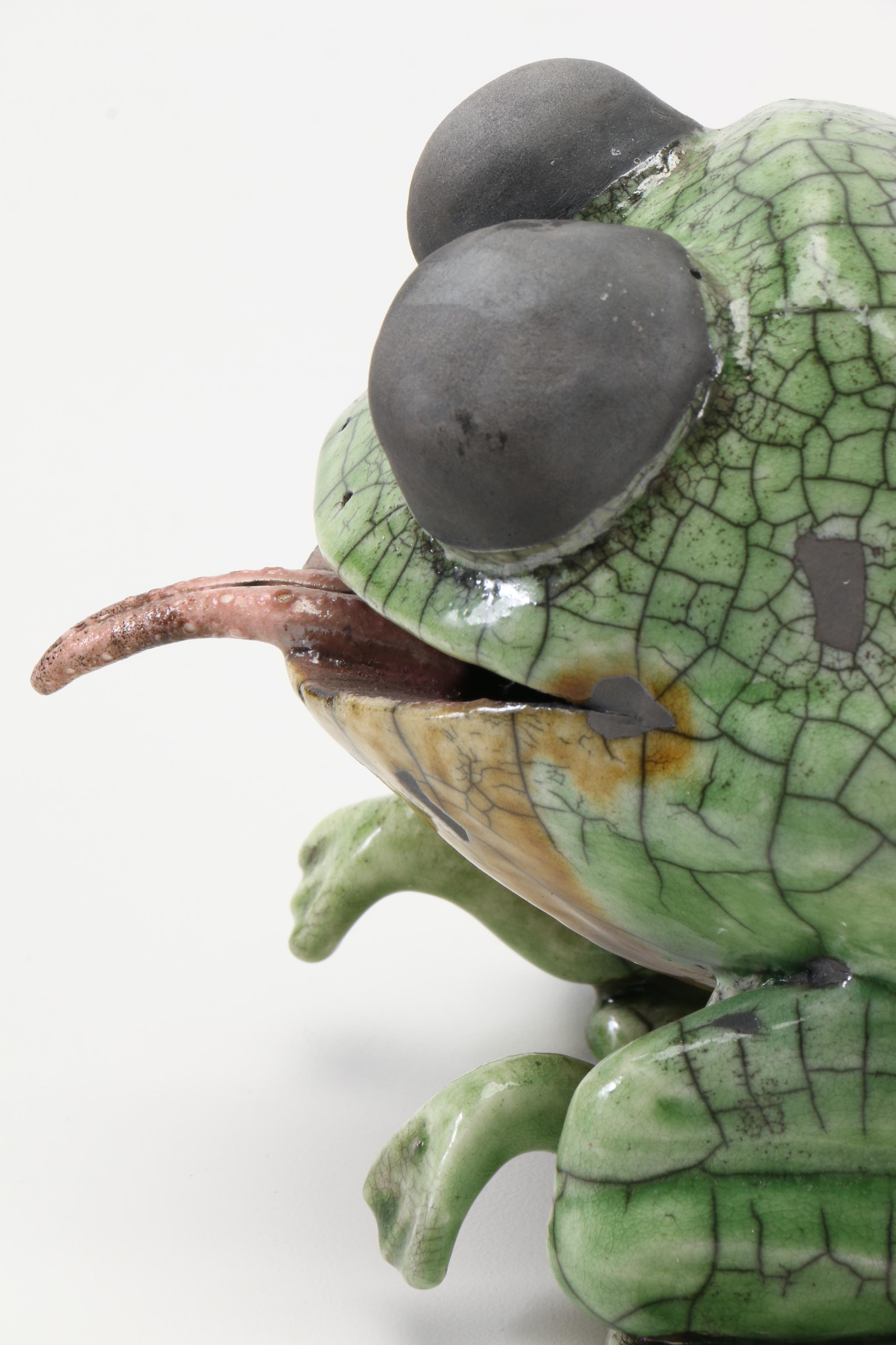 Handbuilt Ceramic Frog Figurine EBTH