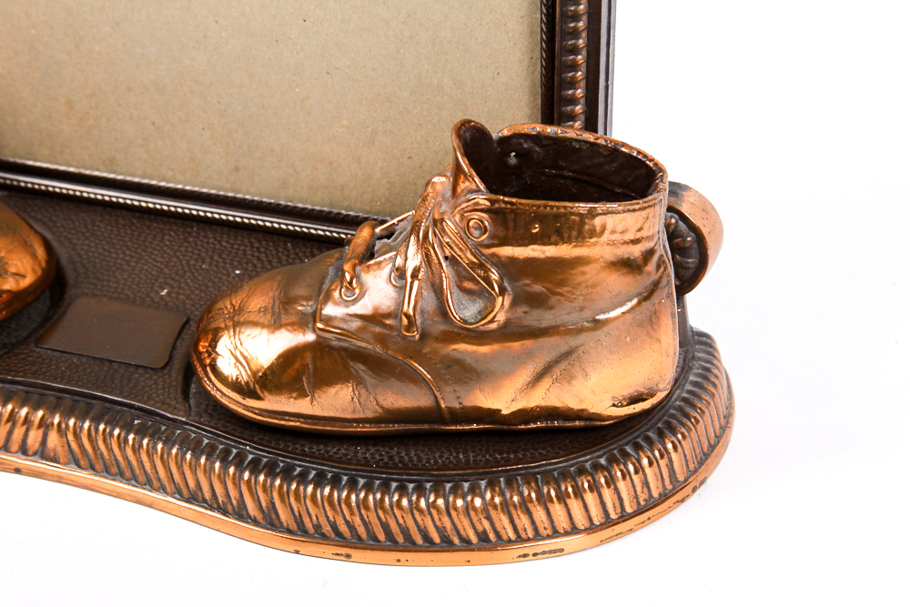 Bronzed Baby Shoes with Picture Frame EBTH